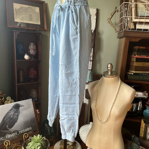 BLUE SPICE HIGH WAISTED PAPERBAG 100% LYOCELL JOGGERS SIZE XL CHAMBRAY - Picture 6 of 14